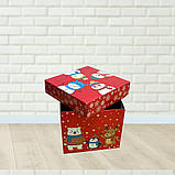 Новорічна упаковка для цукерок Кубік червоний 700 г. Н87_2, фото 2