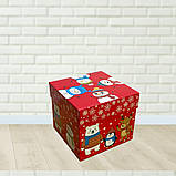 Новорічна упаковка для цукерок Кубік червоний 700 г. Н87_2, фото 3