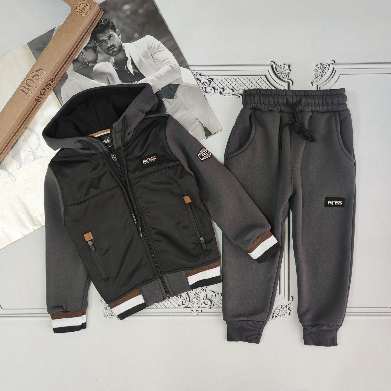 Дитячий теплий спортивний костюм Босс на флісі