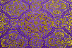 Шовкова церковна тканина Візантія фіолетова з золотом