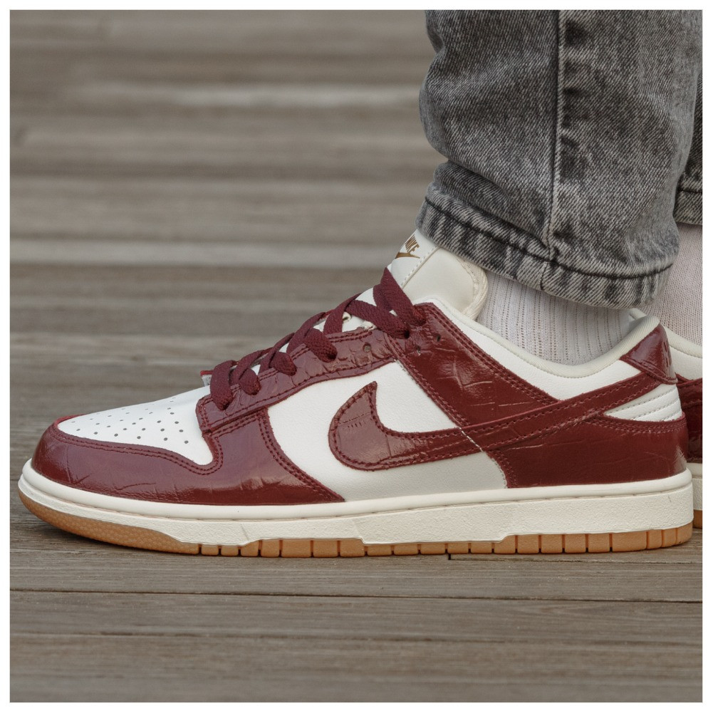 Жіночі кросівки Nike SB Dunk Low LX Phantom Dark Team Red Burgundy Croc FJ2260-004, шкіряні кросівки найк сб данк, фото 1