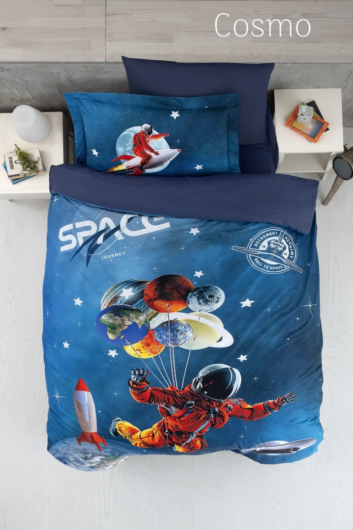 Постільна білизна Frist choice сатинова полуторний розмір 3D Cosmo, фото 1