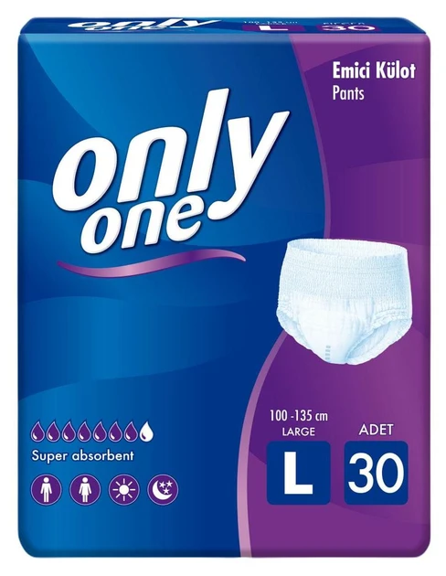 Підгузки-трусики для дорослих Only One L 30 шт памперси трусиками 110-135 см, фото 1