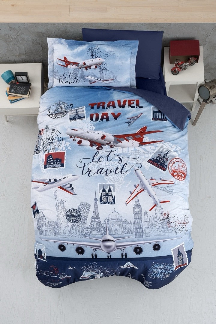 Постільна білизна Frist choice сатинова полуторний розмір 3D Travel day, фото 1