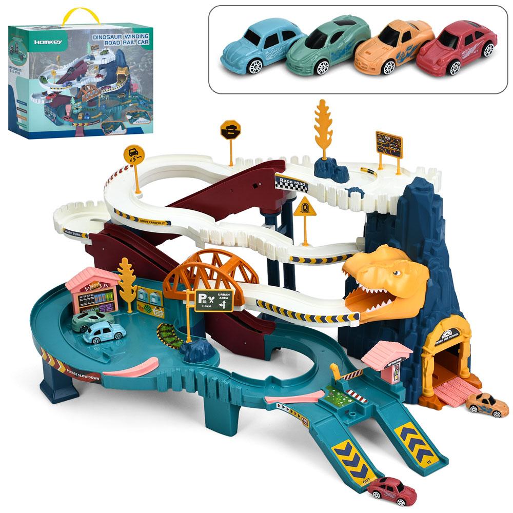 Трек 5501A машинка 4шт., динозавр-муз. (Англ.), Світло, бат., Кор., 35,5-29-16 см., фото 1