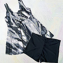 Купальник Роздільний. Танкіні із шортами. Морський бриз. Сірий. Великі розміри., фото 5