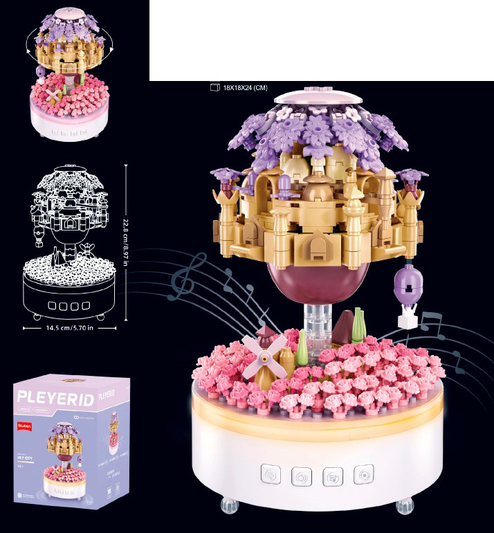 Конструктор SLUBAN M38-P8011 Город у небі, музична гра, оборот., 627 дит., USB, музичний, світло, бат., кор., фото 1