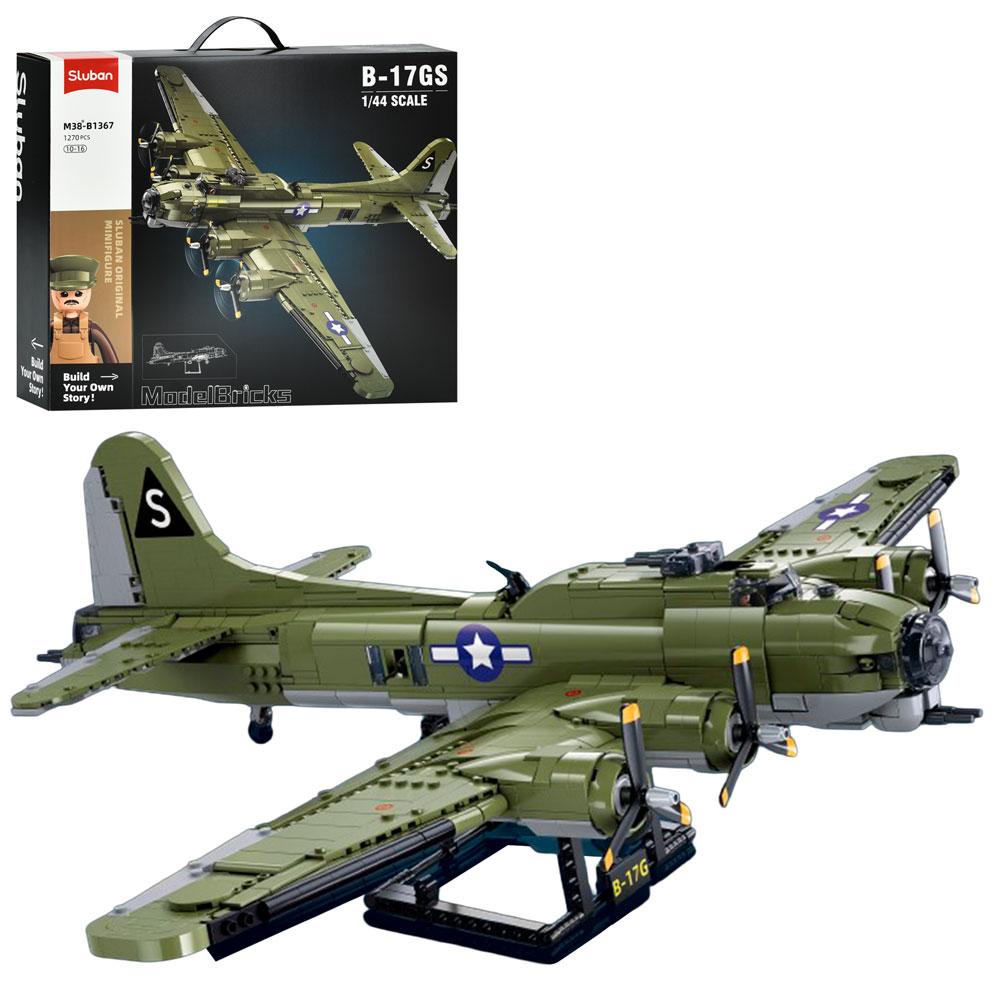 Конструктор SLUBAN M38-B1367 військовий літак, 1:44, фігурки, 1270дет, в пробці, 52,5-19,6см, фото 1