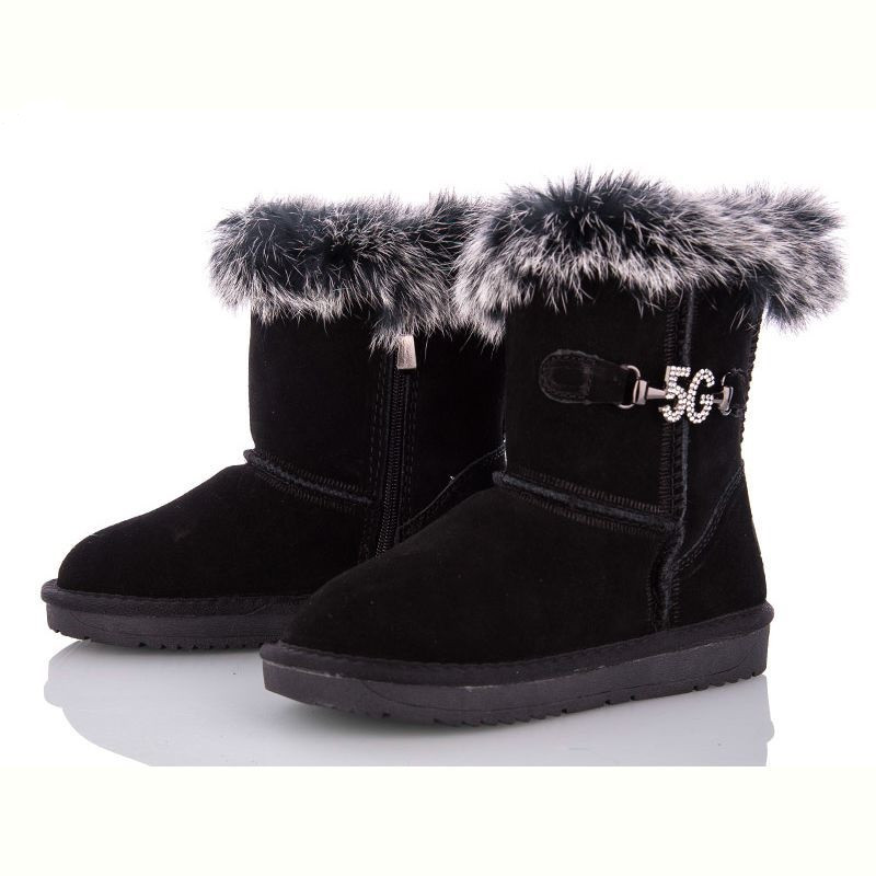 Уггі замшеві дитячі чорні, фото 1