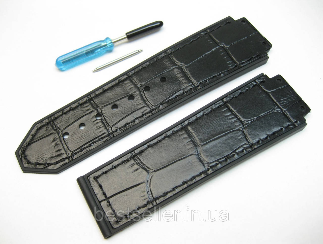 Ремінець до годинників HUBLOT синя шкіра + каучук 26 мм / 22 мм