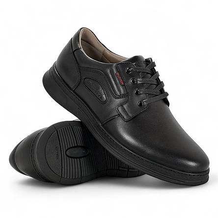 Туфлі чоловічі Bumer (Україна) шкіряні чорні весняні демі сезон із шнурівкою 150ч, фото 1