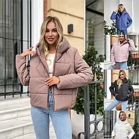 Жіноча куртка тепла 42,44,46 48 беж пудра чорна біла джинс