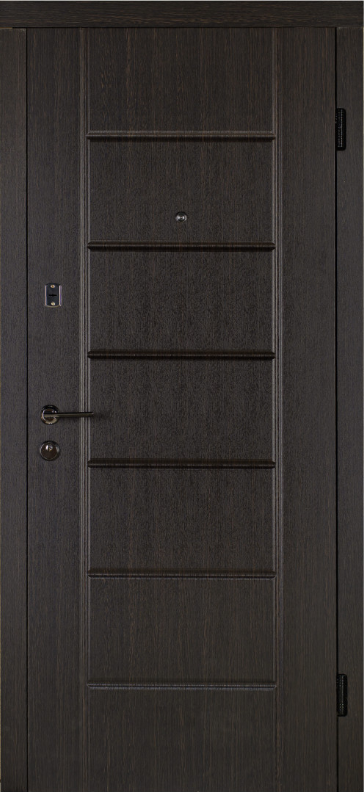 Двері вхідні Наші Двері РУБІЖ ПВХ Б-287(443) Венге горизонт темний 860х2040 мм