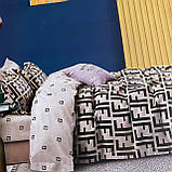 Постільна білизна Сімейний комплект з простирадлом на гумці з фланелі два підодіяльника, фото 3