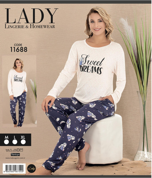 Жіноча піжама віскоза штани та кофта 44-50р TM LADY LINGERIE Туреччина, фото 1