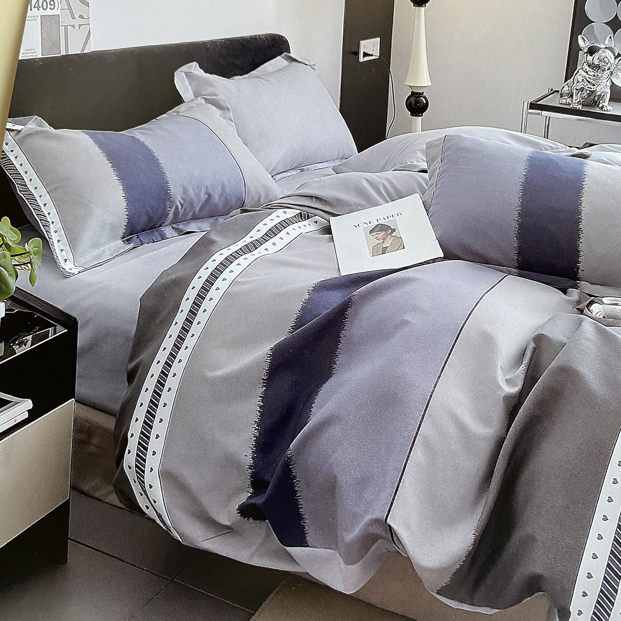 Постільна білизна Двоспальний комплект з простирадлом на гумці 160*200+20см, постільна білизна з фланелі розмір двоспальний, фото 1