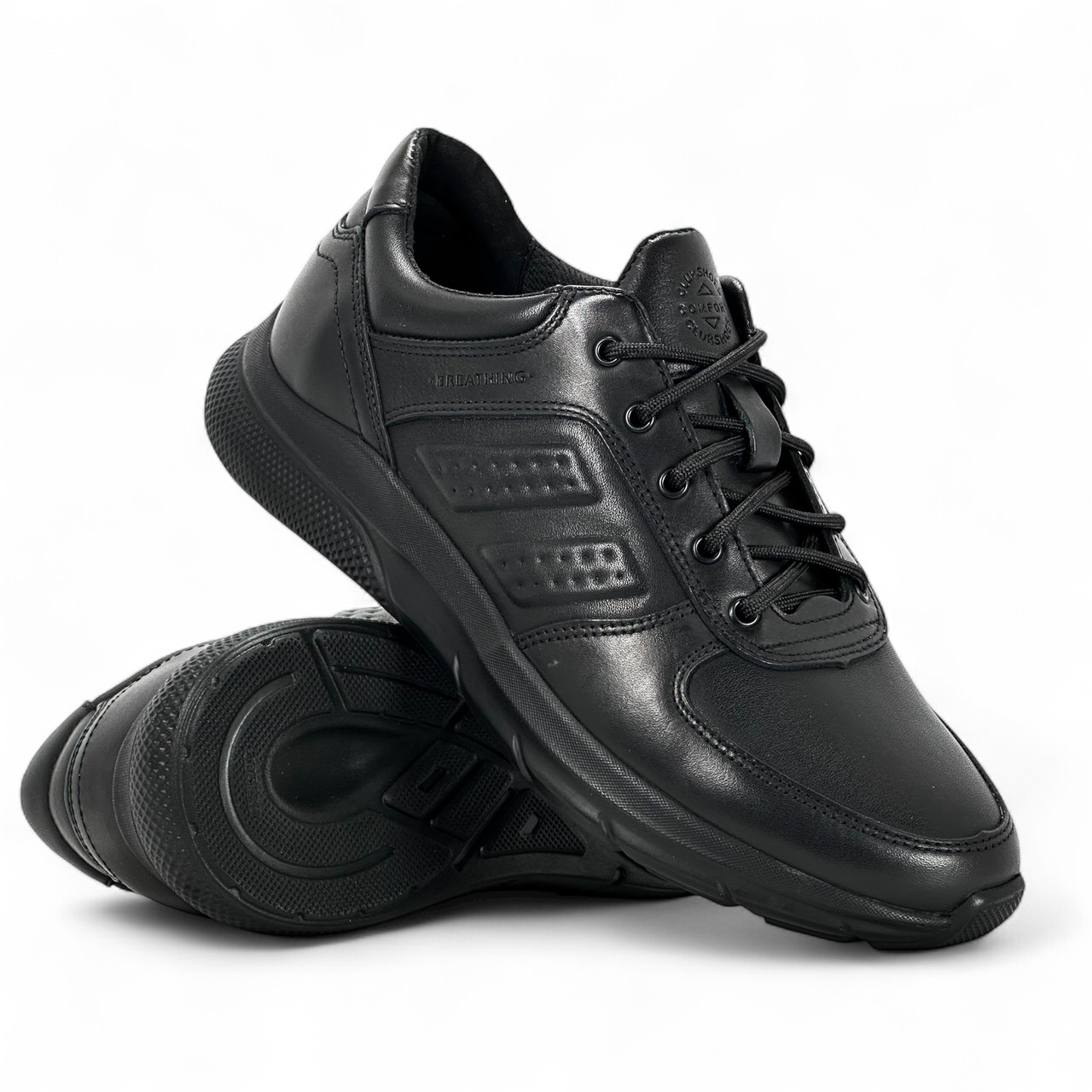 Чоловічі осінні кросівки Clubshoes чорні шкіряні зі шнурівкою осінь/весна демі 215H