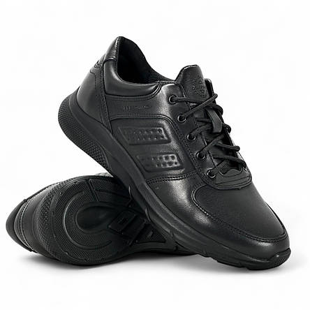 Чоловічі осінні кросівки Clubshoes чорні шкіряні зі шнурівкою осінь/весна демі 215H, фото 1