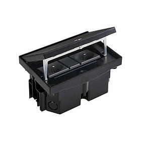 Водонепроникний підлоговий лючок для розеток на 2.5 модулі К45 115х163 мм глибина 81 мм колір - чорний