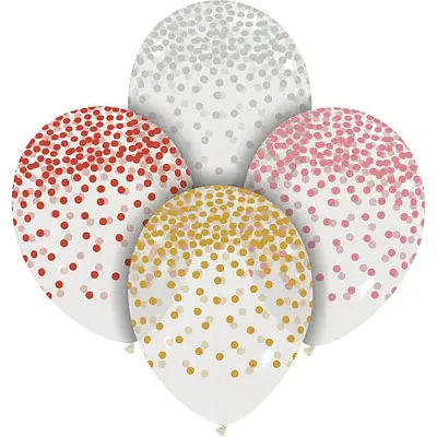 Cattex 12" Конфетти микс Шары латексные прозрачные с точками Мін.замовлення 5 шт