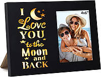 Рамка для фотографій Newbyst Love 24х19,5 см чорна з натурального дерева для фото 10х15 см для пар та сімей