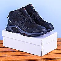 Термо Зимові Кросівки черевики Salomon високі чорні з сірим