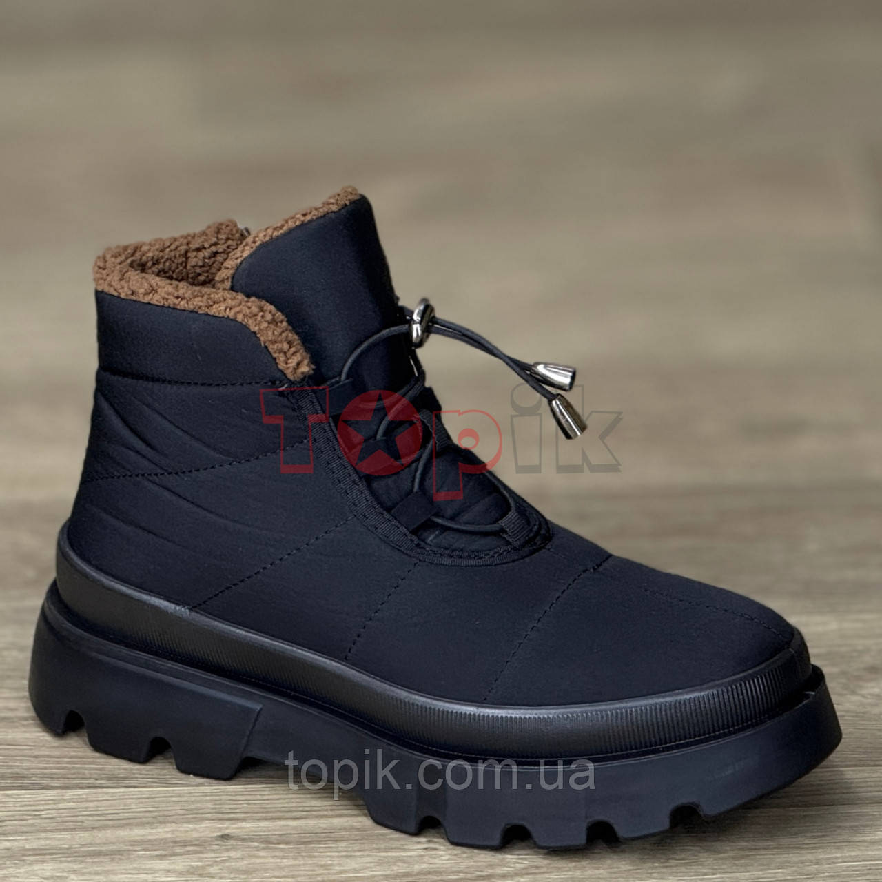 Дутіки жіночі зимові чорні короткі черевики Дутики женские зимние черные короткие ботинки (Код: 3636)