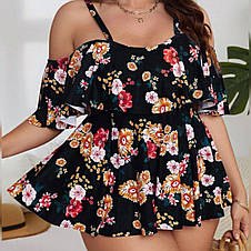 Купальник Роздільний. Танкіні з плавками. Квітковий принт. Великі розміри., фото 3