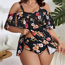 Купальник Роздільний. Танкіні з плавками. Квітковий принт. Великі розміри., фото 2