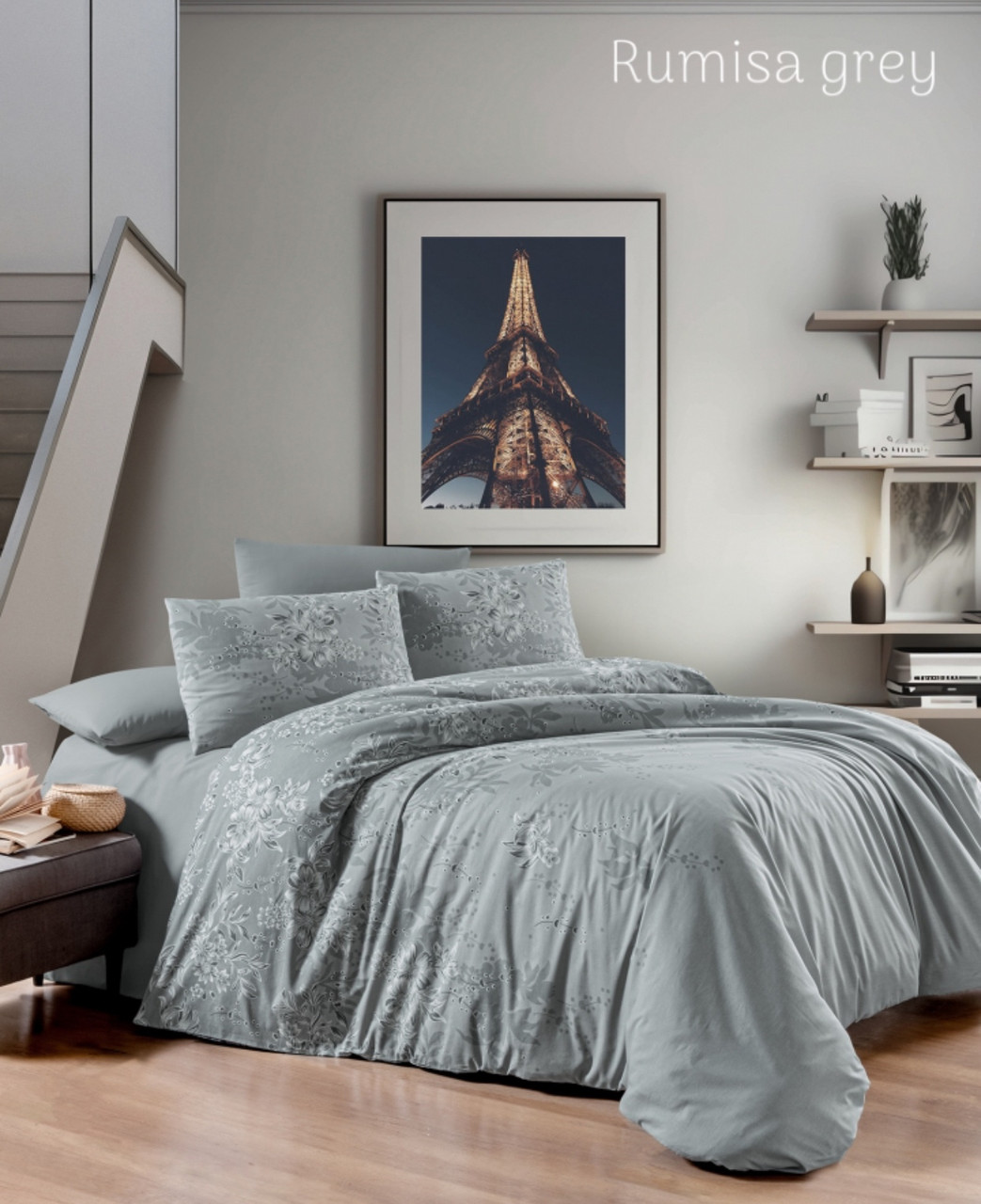 Постільна білизна First Choice ранфорс сімейний розмір Rumisa grey, фото 1