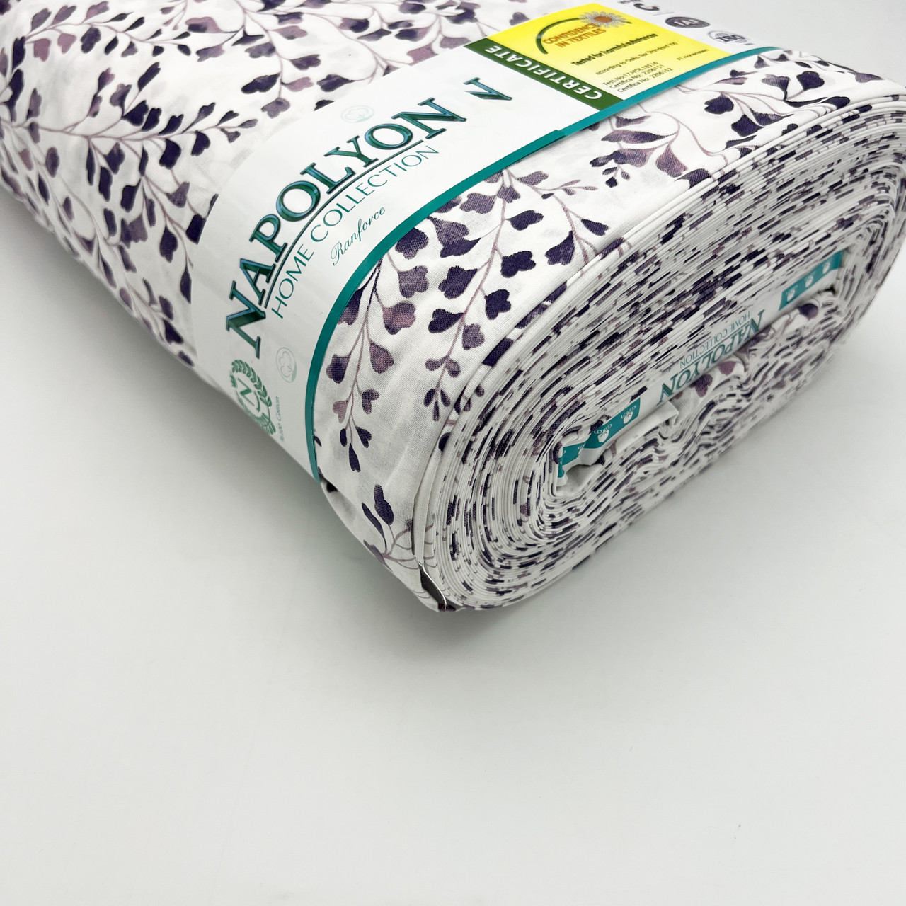 Турецька бавовняна тканина ранфорс "Вітки з листям фіолетові" 240 см, фото 1