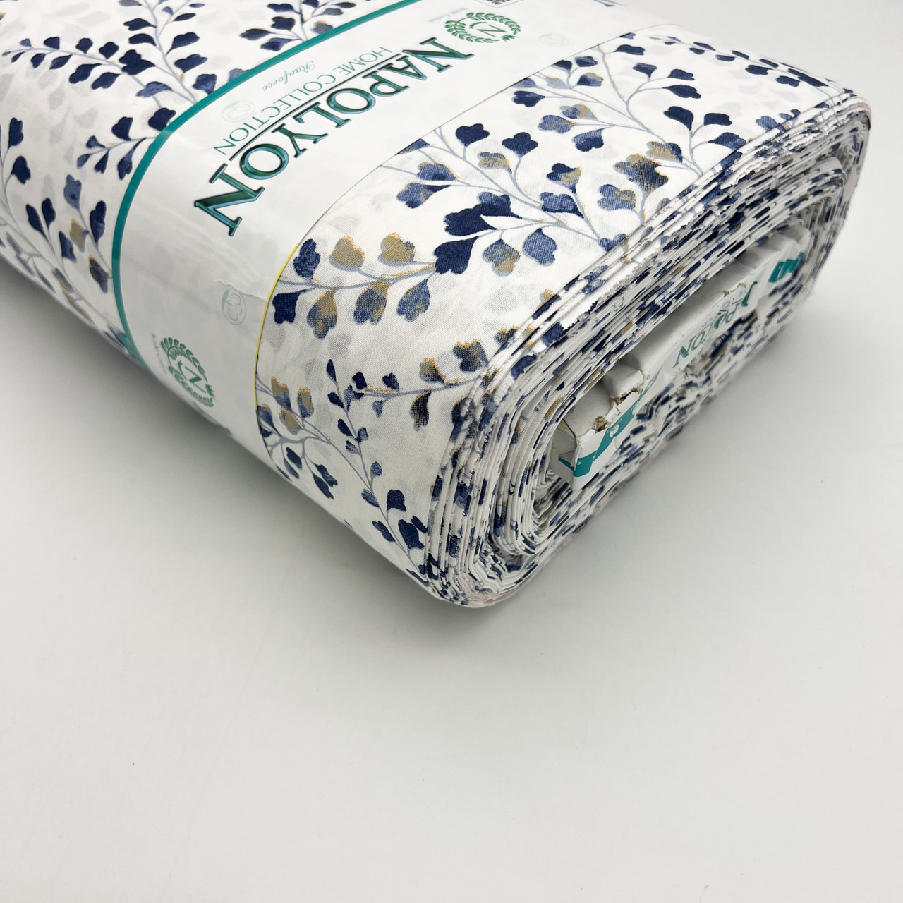 Турецька бавовняна тканина ранфорс "Вітки з листям сині" 240 см, фото 1