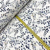 Турецька бавовняна тканина ранфорс "Вітки з листям сині" 240 см, фото 3