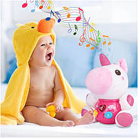 Музыкальный интерактивный единорог для малышей Развивающая мягкая игрушка подарок девочке свет звук мелодии