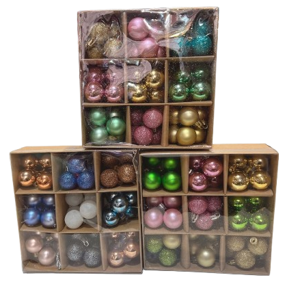 Набір ялинкових новорічних куль 54 шт 25 мм AS-105D Jb, фото 1