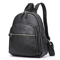 Жіночий рюкзак Lorian з двома фронтальними кишенями на блискавці з натуральної шкіри чорний LR 25172-black