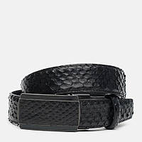 Ремінь чоловічий зі шкіри пітона Sergio Torri 7-003 125 см Чорний