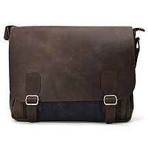 Чоловіча шкіряна сумка через плече з канвасу та шкіри TARWA, RCG-6045-3md, фото 3