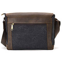 Чоловіча шкіряна сумка через плече з канвасу та шкіри TARWA, RCG-6045-3md, фото 4