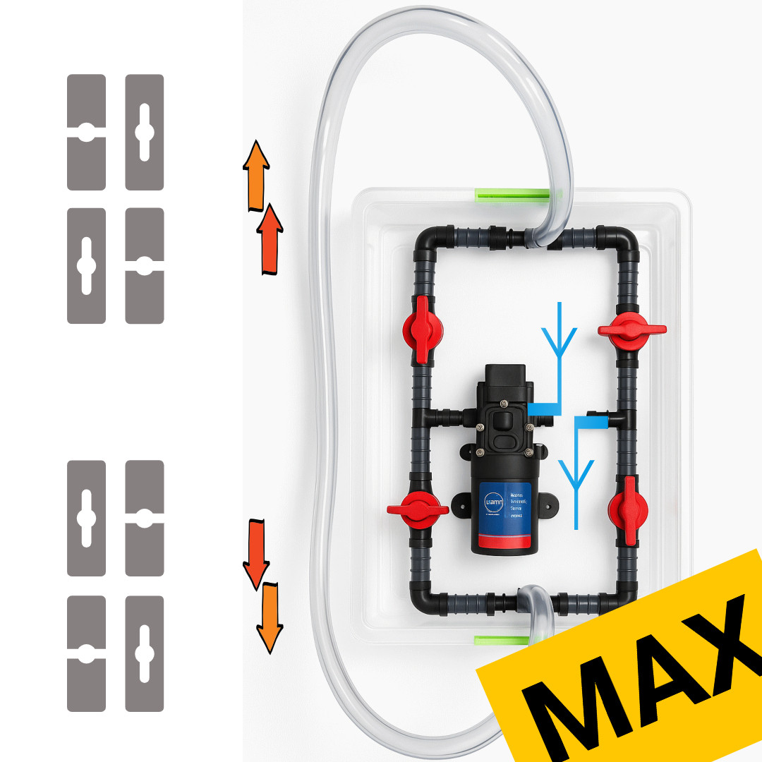 Установка з насосом для промивання теплообмінників MAX, з перемиканням напрямку промивки, 17 л/хв, 2.7 бар, мембранний насос