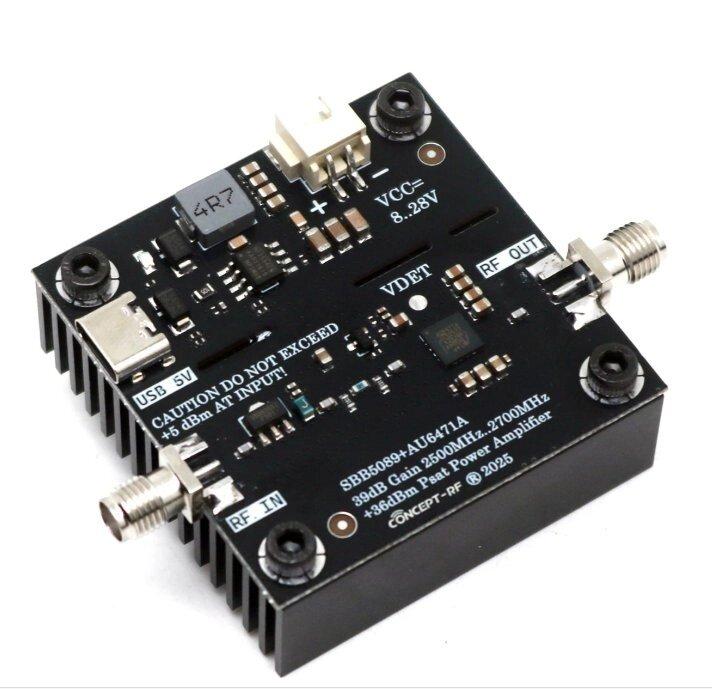 Підсилювач потужності 2.2GHz-3.1GHz 4W 39dB SBB5089+AU6471A, DC8V-28V, SMA-female