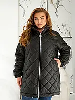 Жіноча стьобана куртка батал (48-58), плащівка Lake, синтепон 150, манжети, капюшон
