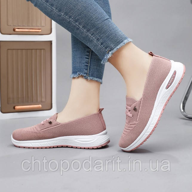 Сліпони Sport, літнє взуття, жіночі туфлі на платформі, текстильні мокасини розмір 38, рожеві Код 00-0713, фото 1
