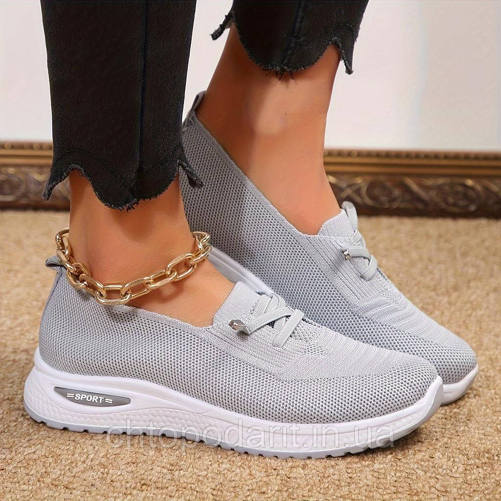 Сліпони Sport, літнє взуття, жіночі туфлі на платформі, текстильні мокасини розмір 43, сірі Код 00-07240, фото 1