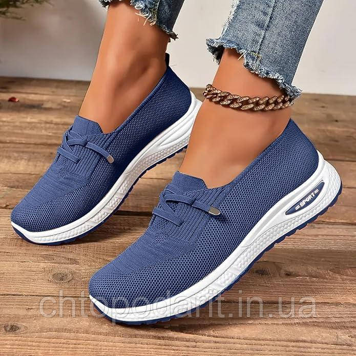 Сліпони Sport, літнє взуття, жіночі туфлі на платформі, текстильні мокасини розмір 40, сині Код 00-0728, фото 1