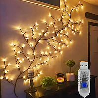 Гірлянда "Вітка дерева" 2.3 метра зі 144 LED. Тепле біле світло.