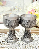 Два колекційні олов'яні келихи "Винороби", харчове олово, Німеччина, 150 мл