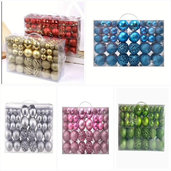 Набір ялинкових новорічних куль 100 шт AB20-5 Jb, фото 1