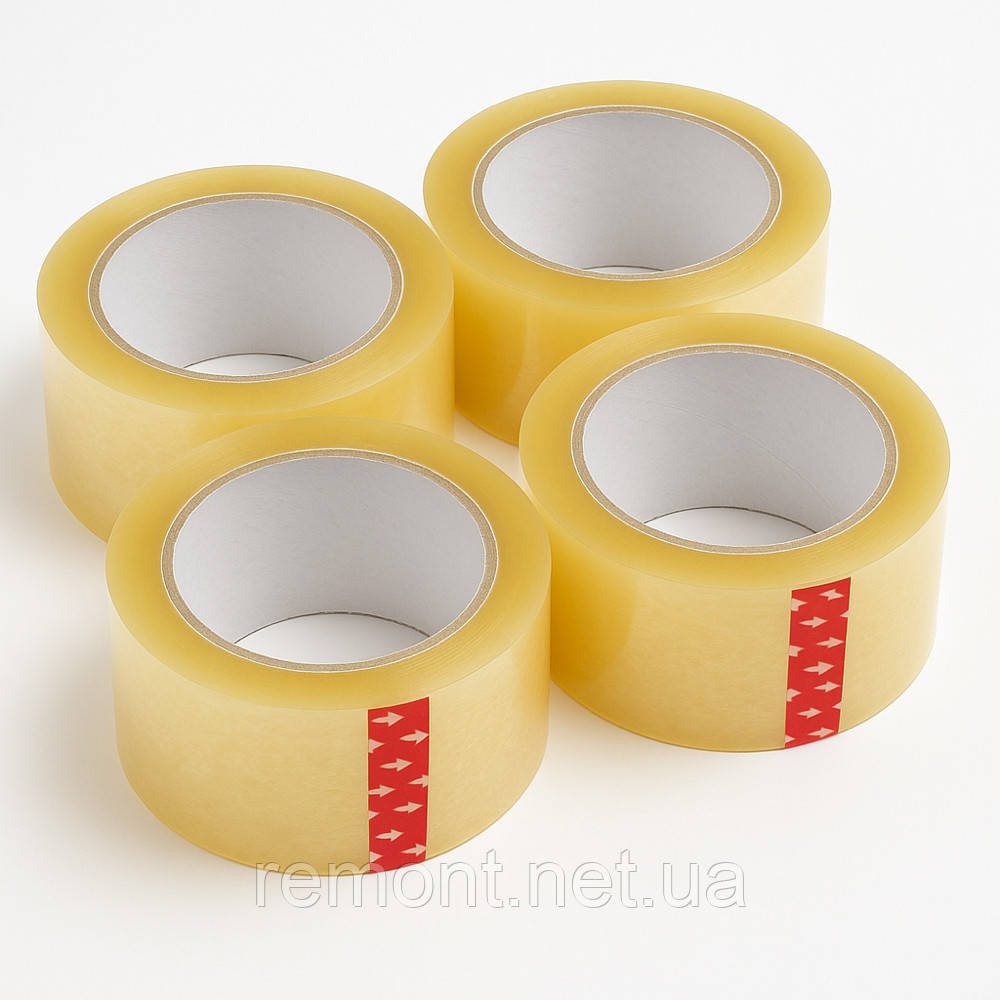 Скотч пакувальний прозорий 48 мм × 200 м (комплект 4 шт.) Міцний, фото 1