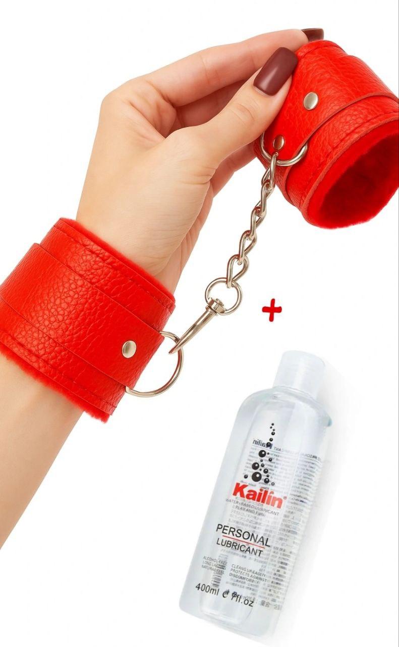 Набір для сексу смазка та наручники, інтим іграшка з лубрикантом, фото 1